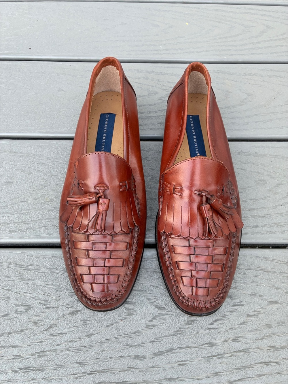 Giorgio Brutini Brown Woven Tassel Loafers